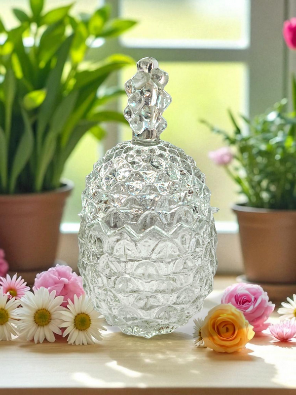 Vintage Pineapple Glass Jar with Lid – 4"x6", 700g | Elegant Home Décor